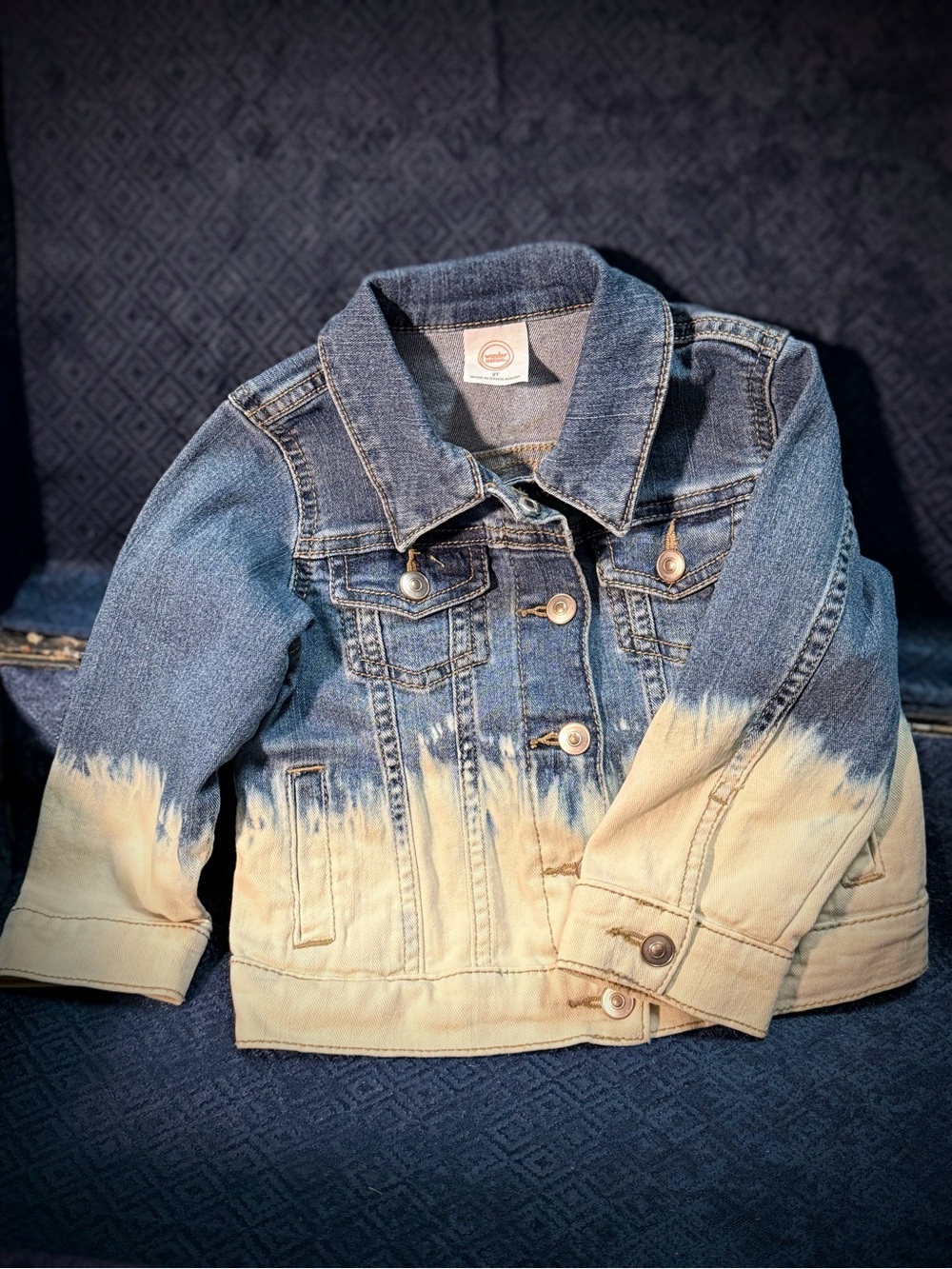 wonder nation Two-Tone Dip-Dye Denim Jacket - Blue & Cream